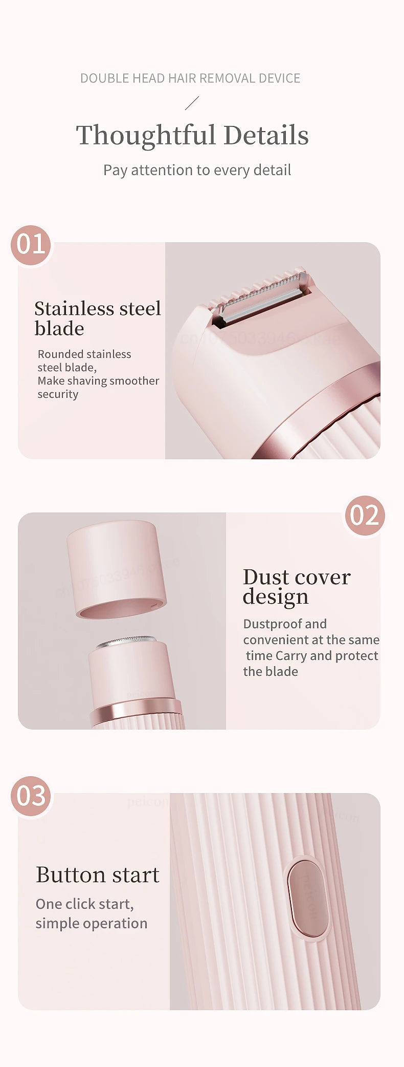 Bikini Trimmer Electric Razor for Women Body Underarm Leg Shaver Female Electric Painless Epilator Facial Mustache Hair Remover
