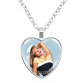25mm Peach Heart Necklace Famous Character Sabrina Carpenter Funny Singer  Accessories Glass Cabochon Pendant For Fans Gift