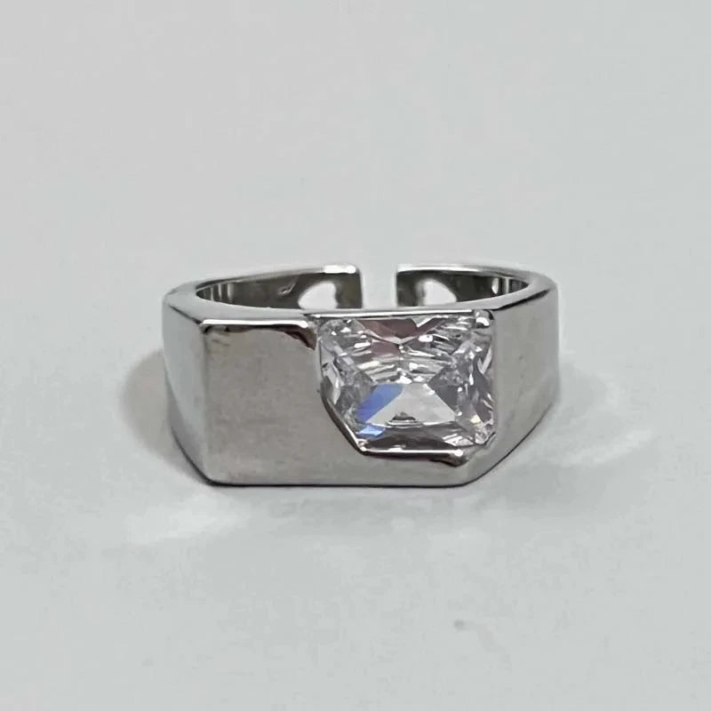 Vintage Irregular Cross Star Open Ring for Women Men Punk Gothic Sliver Color Adjustable Couple Rings Y2K Egirl Jewelry Gift