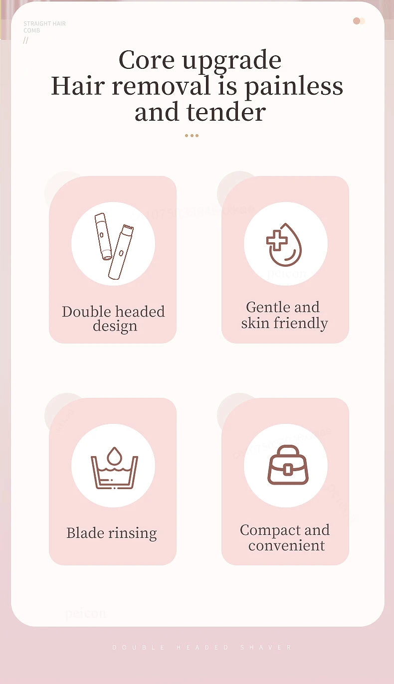 Bikini Trimmer Electric Razor for Women Body Underarm Leg Shaver Female Electric Painless Epilator Facial Mustache Hair Remover