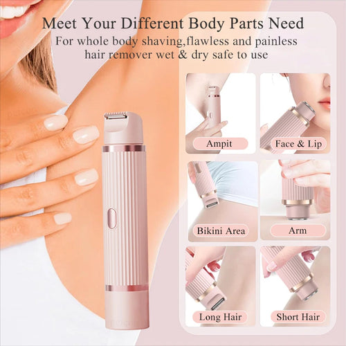 Bikini Trimmer Electric Razor for Women Body Underarm Leg Shaver Female Electric Painless Epilator Facial Mustache Hair Remover