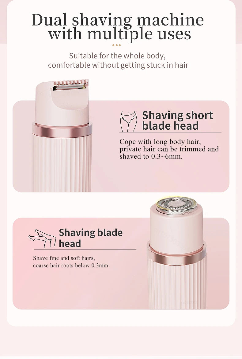 Bikini Trimmer Electric Razor for Women Body Underarm Leg Shaver Female Electric Painless Epilator Facial Mustache Hair Remover